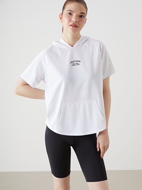 XSIDE ACTIVE Kapüşonlu Baskılı Kadın Spor Tişört - S5GK00Z8-Q6K