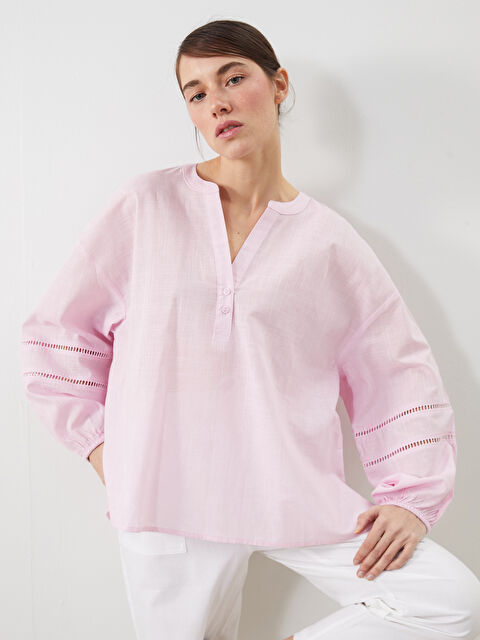 LCW Vision Notch Neck Hole-Knitted Women's Blouse - S5GK22Z8-CRC