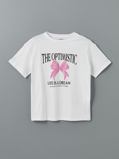 LCW Kids Crew Neck Short Sleeve Printed Girls' T-Shirt - S5GK57Z4-FFB