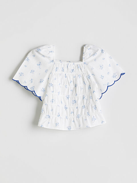 LCW Kids Kare Yaka Çiçekli Kız Çocuk Bluz - S5GK92Z4-LU7