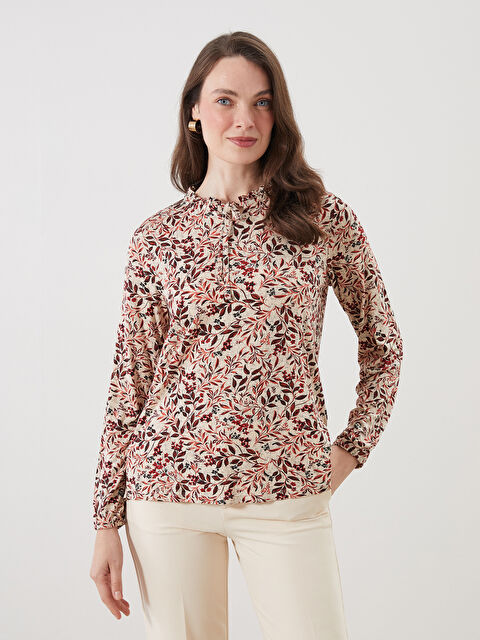 LCW Grace Bağlamalı Yaka Çiçekli Bluz - S5GL08Z8-LSV