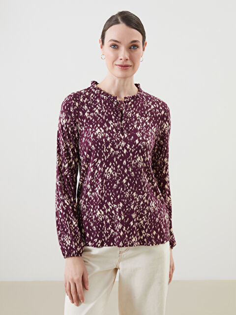 LCW Grace Bağlamalı Yaka Çiçekli Bluz - S5GL08Z8-LTG