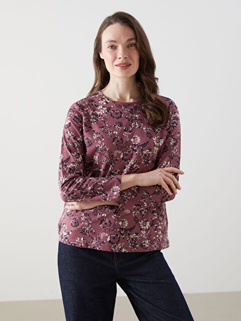 LCW Grace Bisiklet Yaka Çiçekli Kadın Bluz - S5GL09Z8-LTF