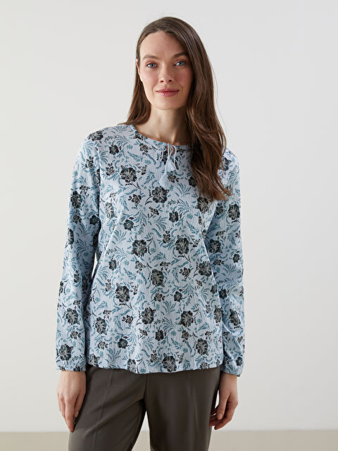 LCW Grace Bağlamalı Yaka Çiçekli Kadın Bluz - S5GL10Z8-LQK