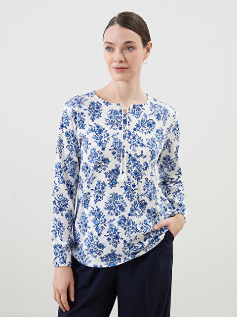 LCW Grace Bağlamalı Yaka Çiçekli Kadın Bluz - S5GL10Z8-LU7