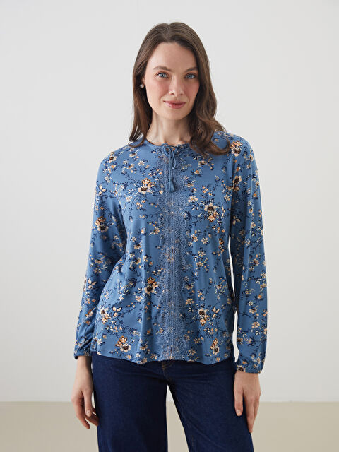 LCW Grace Bağlamalı Yaka Çiçekli Kadın Bluz - S5GL14Z8-LQQ