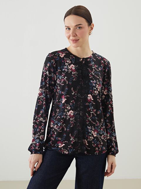 LCW Grace Bağlamalı Yaka Çiçekli Kadın Bluz - S5GL14Z8-SW7