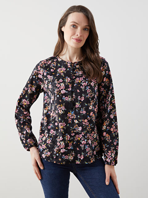 LCW Grace Bağlamalı Yaka Çiçekli Kadın Bluz - S5GL15Z8-SW5