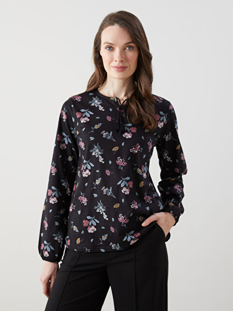 LCW Grace Bağlamalı Yaka Çiçekli Kadın Bluz - S5GL15Z8-SW6