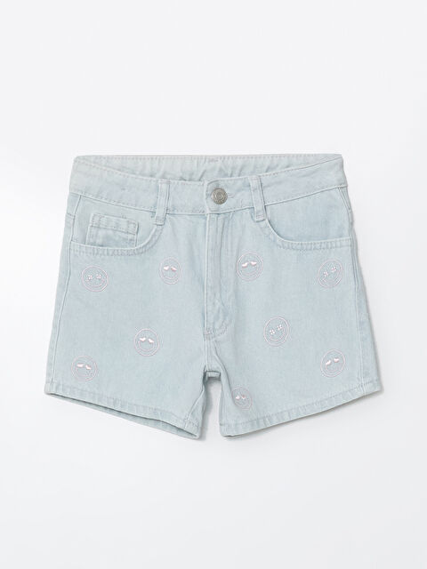 LCW ECO Beli Ayarlanabilir Lastikli Kız Çocuk Jean Şort - S5GL23Z4-311