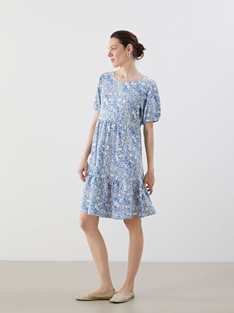 LCW Comfort Φόρεμα Μίνι Με Σχέδια Και Λαιμόκοψη πληρώματος - S5GM12Z8-LQQ