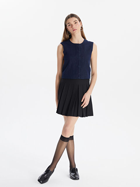 XSIDE Beli Fermuarlı Kadın Pileli Etek - S5GM79Z8-CVL