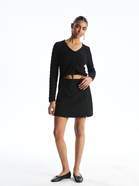 XSIDE Beli Fermuarlı Kadın Şort Etek - S5GM92Z8-CVL