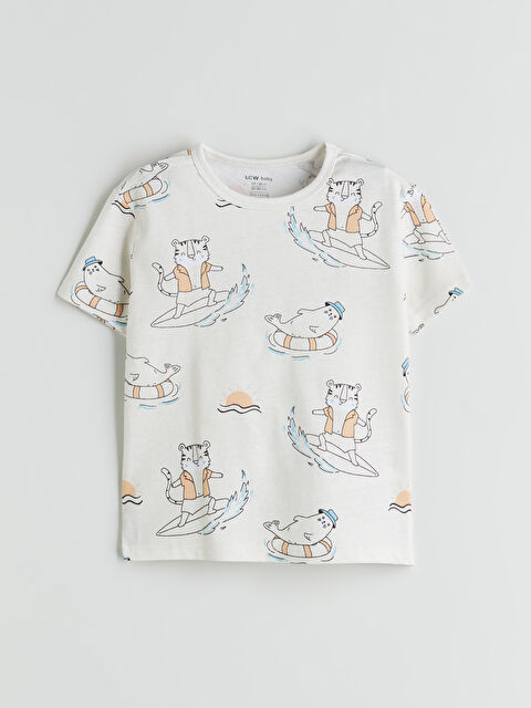 LCW baby Bisiklet Yaka Baskılı Erkek Bebek Tişört - S5GN01Z1-LQA