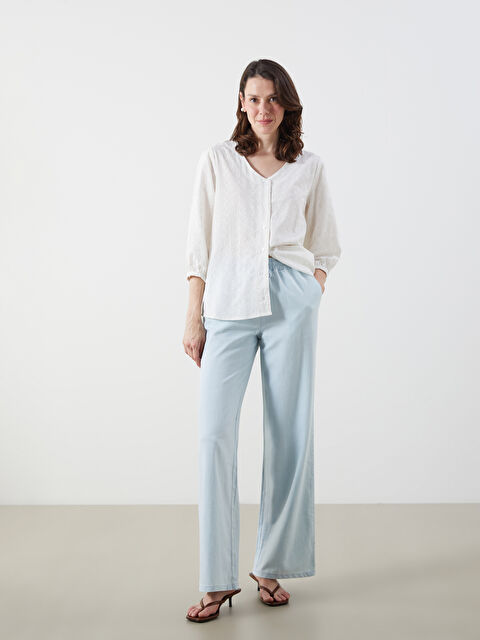 LCW Jeans Beli Lastikli Wideleg Kadın Jean Pantolon - S5GN67Z8-311