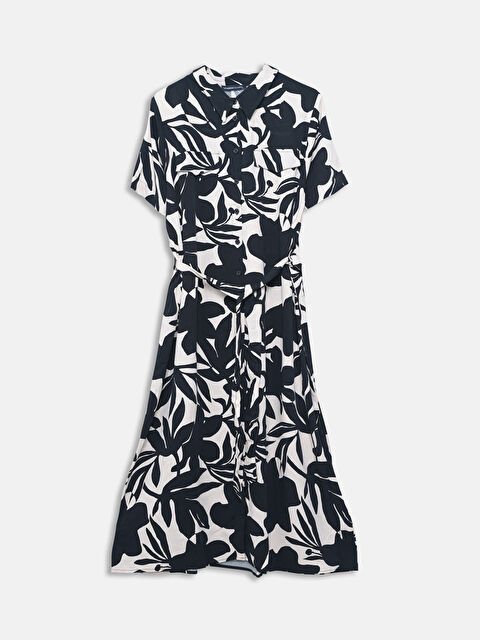 LCWAIKIKI Classic Patterned Shirt Dress with Belt - S5GO80Z8-LQJ