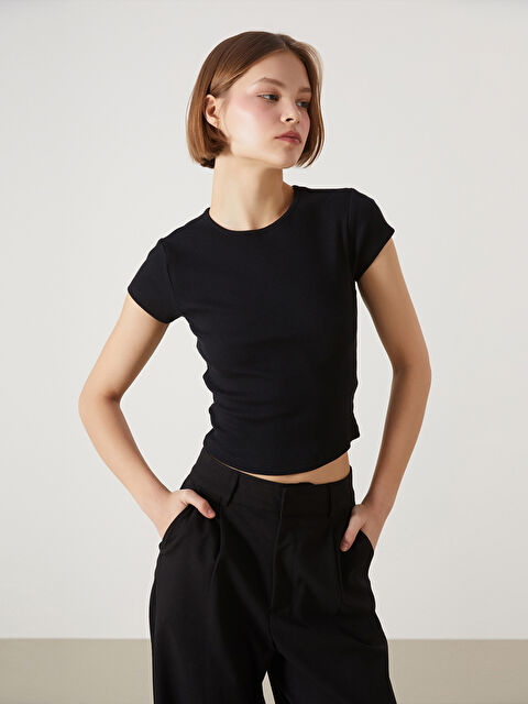 XSIDE Bisiklet Yaka Dokulu Kadın Crop - S5GP11Z8-CVL