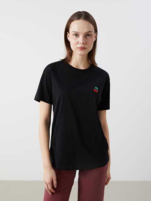 XSIDE Bisiklet Yaka Nakışlı Kadın Tişört - S5GP20Z8-CVL