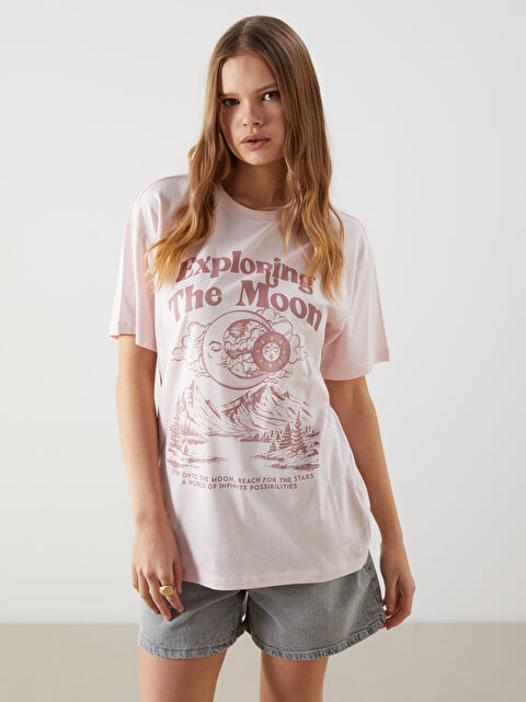 XSIDE Bisiklet Yaka Baskılı Kadın Tişört - S5GP21Z8-YQ2