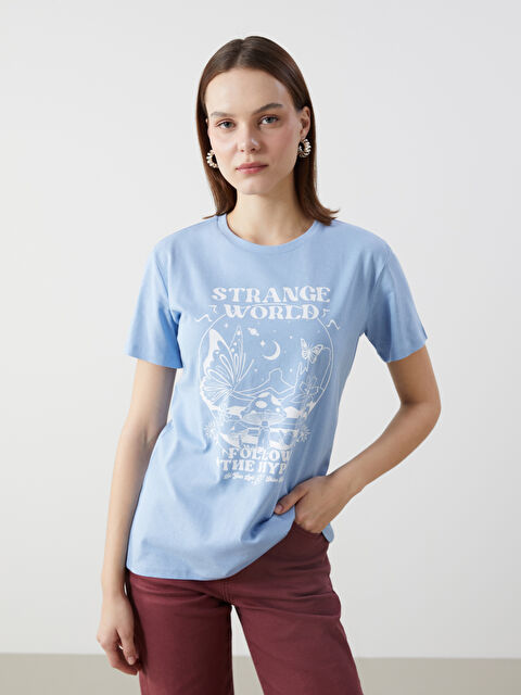 XSIDE Bisiklet Yaka Baskılı Kadın Tişört - S5GP22Z8-FMZ