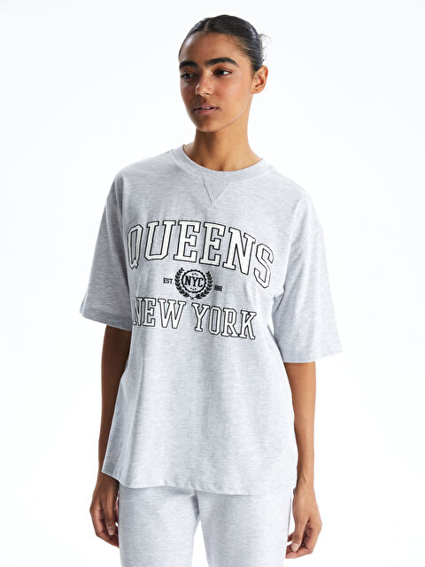 XSIDE New York Baskılı Oversize Kadın Tişört - S5GP34Z8-EFN