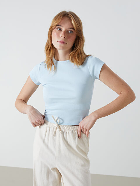 XSIDE Bisiklet Yaka Dokulu Kadın Crop - S5GP36Z8-YX7