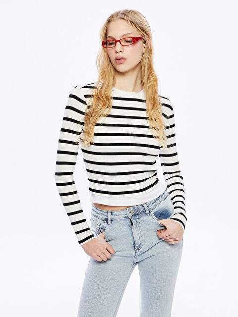 XSIDE Bisiklet Yaka Çizgili Kadın Body - S5GP42Z8-R9J