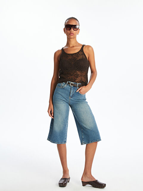 LCW Jeans Beli Kemerli Kadın Jean Kapri - S5GP75Z8-507