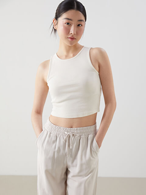 XSIDE Bisiklet Yaka Dokulu Kadın Crop - S5GP95Z8-HYP