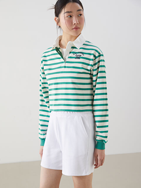 XSIDE Polo Yaka Los Angeles Baskılı Kadın Sweatshirt - S5GP99Z8-LFT