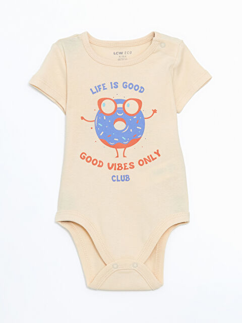 LCW ECO Bisiklet Yaka Baskılı Erkek Bebek Çıtçıtlı Bodysuit - S5GQ39Z1-KWP