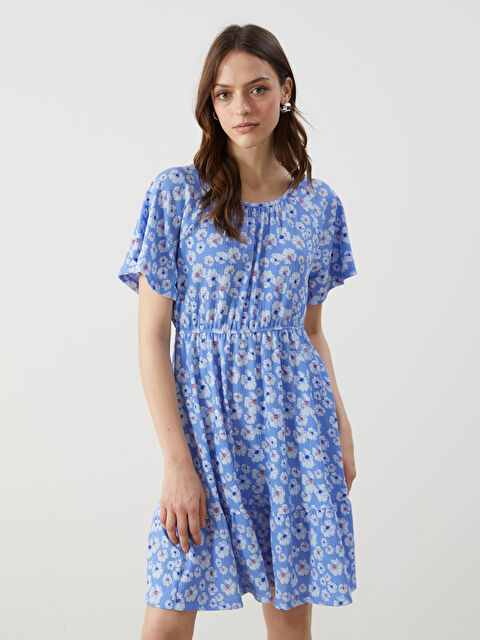 LCW Comfort Bisiklet Yaka Çiçekli Elbise - S5GQ60Z8-LQQ