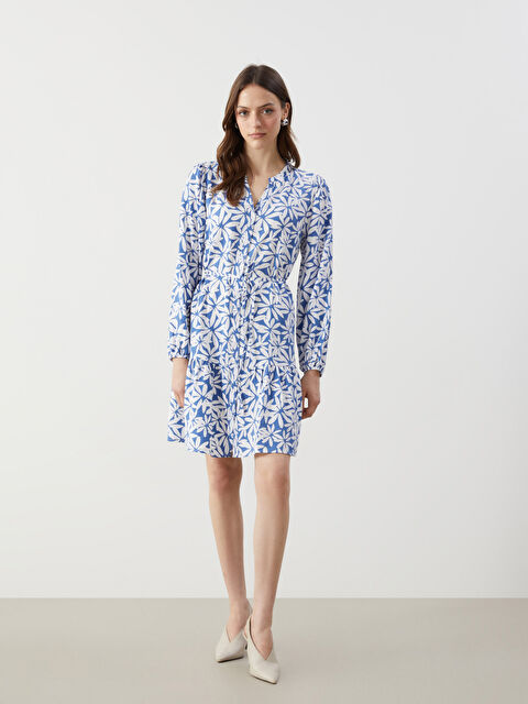 LCW Comfort Kaçık Yaka Desenli Kadın Gömlek Elbise - S5GQ61Z8-LQQ