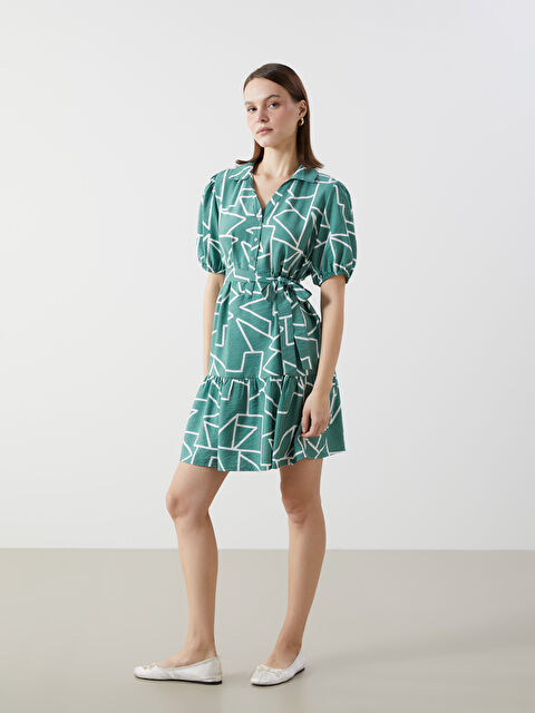 LCW Comfort Gömlek Yaka Desenli Elbise - S5GR16Z8-LRR