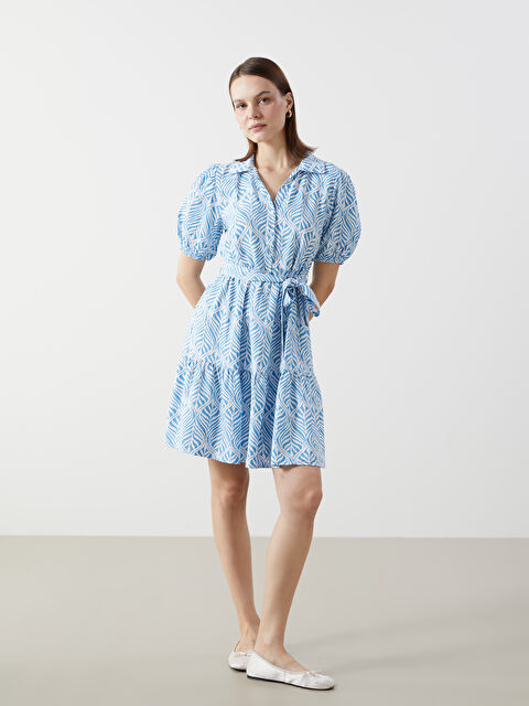 LCW Comfort Gömlek Yaka Desenli Elbise - S5GR16Z8-LS3