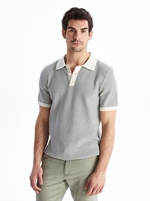 LCW Vision Polo Yaka Kısa Kollu Çizgili Erkek Triko Kazak - S5GR21Z8-LGD