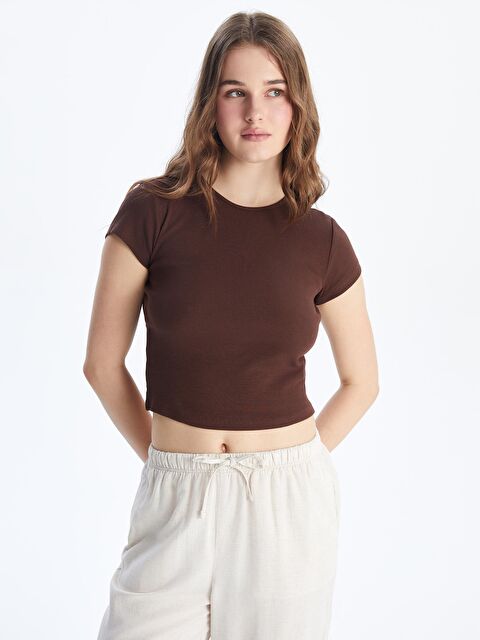 XSIDE Bisiklet Yaka Dokulu Kadın Crop - S5GR22Z8-DJ7