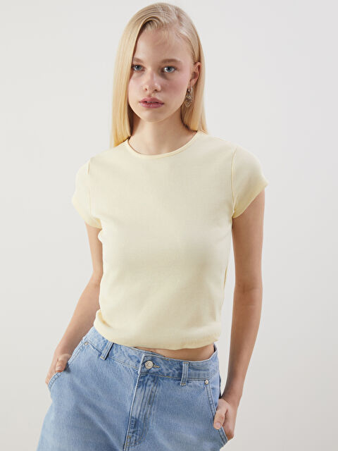 XSIDE Bisiklet Yaka Dokulu Kadın Crop - S5GR22Z8-DJQ