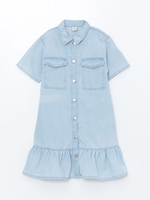 LCW ECO Gömlek Yaka Kız Çocuk Jean Elbise - S5GR69Z4-311