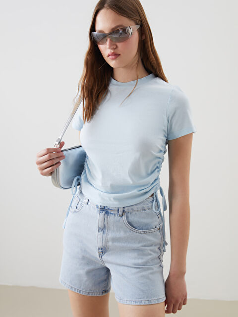 XSIDE Bisiklet Yaka Kadın Tişört - S5GR83Z8-CU5