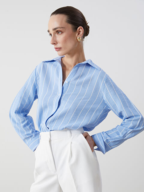 LCWAIKIKI Classic Loose Fit Çizgili Kadın Gömlek - S5GS10Z8-LEN