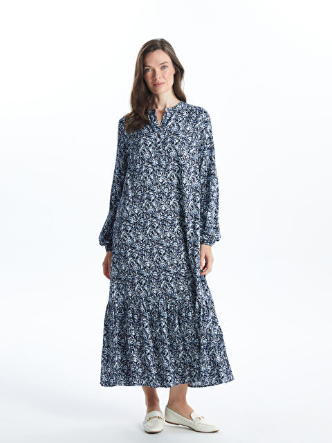 LCW Grace Bisiklet Yaka Desenli Kadın Elbise - S5GS11Z8-LQQ