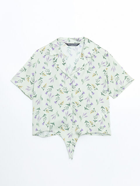 LCW DREAM Gömlek Yaka Çiçekli Kadın Pijama Üstü - S5GS43Z8-LRP