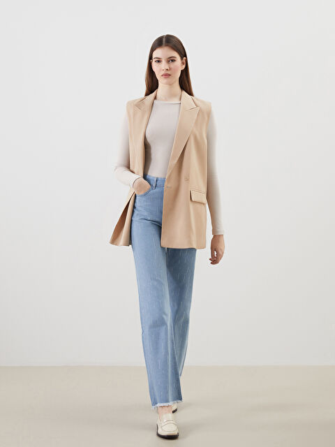 LCW Modest Straight Fit Taşlı Kadın Jean Pantolon - S5GS52Z8-311