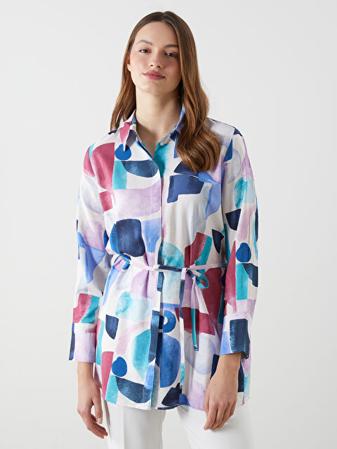LCWAIKIKI Classic Риза-туника за жени с шарки и саш - S5GS55Z8-LQQ