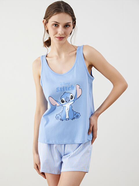 LCW Young Bisiklet Yaka Stitch Baskılı Kadın Şortlu Pijama Takımı - S5GT11Z8-LU7