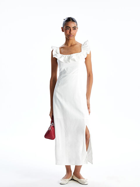 XSIDE Kare Yaka Keten Karışımlı Elbise - S5GT56Z8-Q6K