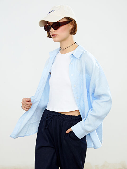 XSIDE Oversize %100 Keten Kadın Gömlek - S5GT57Z8-CSV