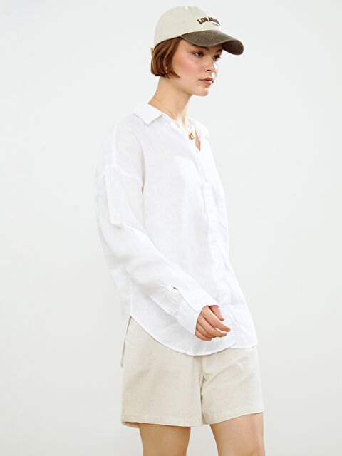 XSIDE Oversize %100 Keten Kadın Gömlek - S5GT57Z8-Q6K