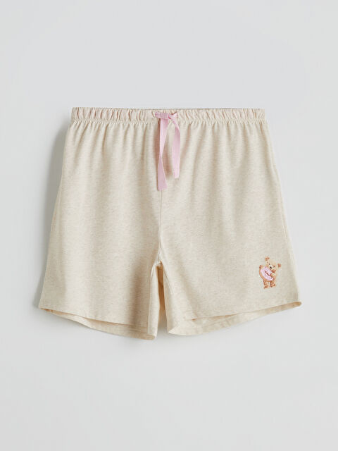 LCW Young Beli Lastikli Ayı Teddy Baskılı Kadın Şort Pijama Altı - S5GT62Z8-MXN